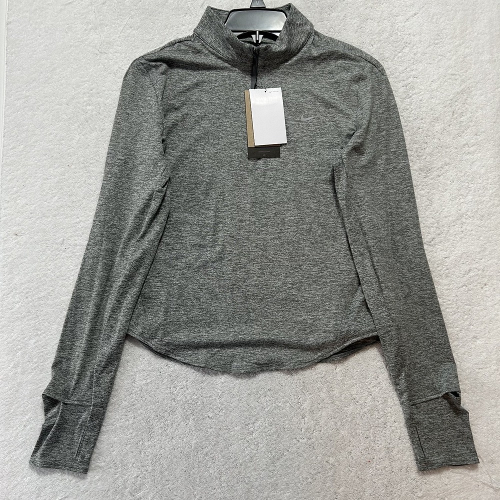 Nike Womens Size L Gray Long Sleeve Swift UV Dri Fit 1/4 Zip Running Top